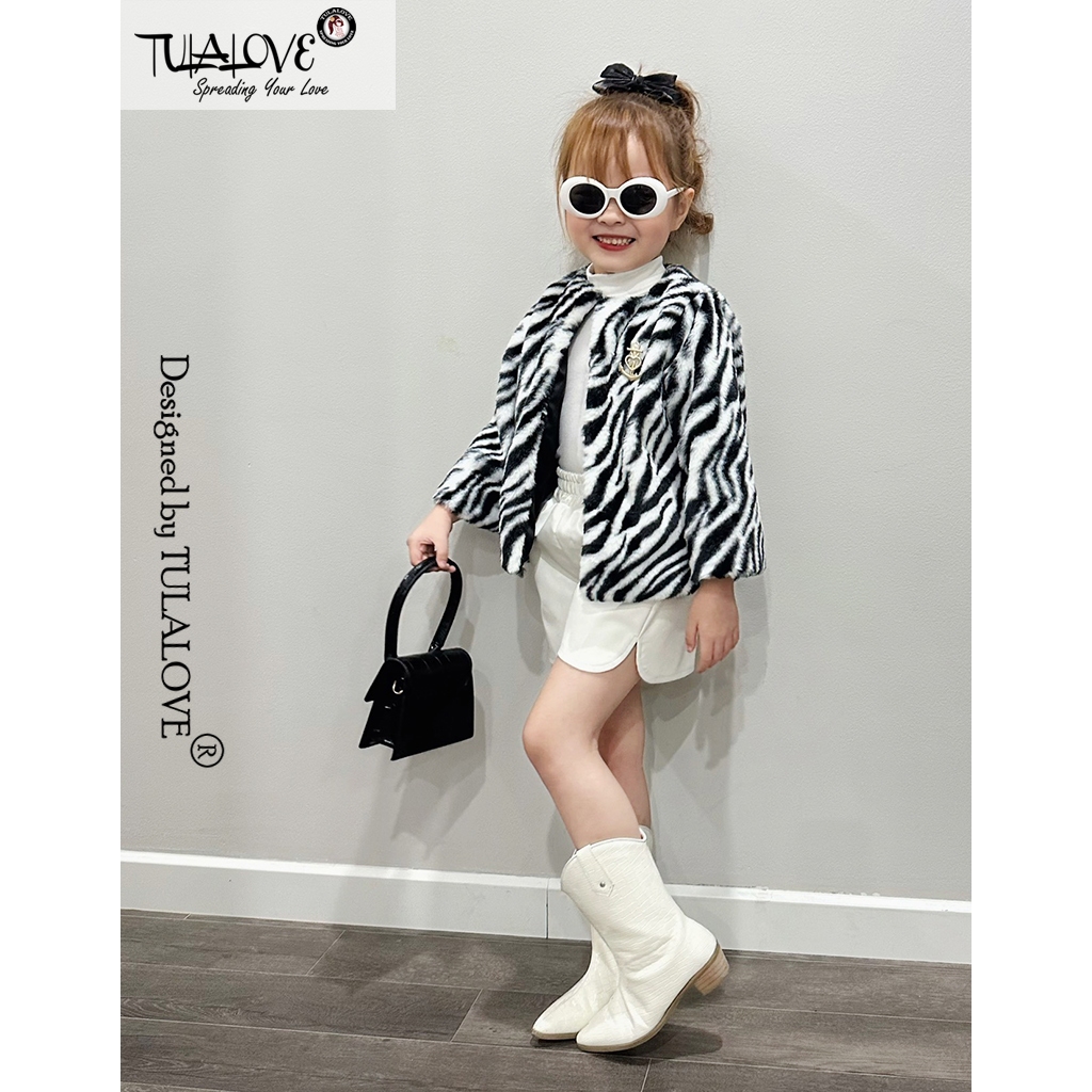 Áo Khoác Bé Gái Vải Lông Thỏ Siêu Mềm Mịn Cực Sang Tulalove, Áo Khoác Bé Gái