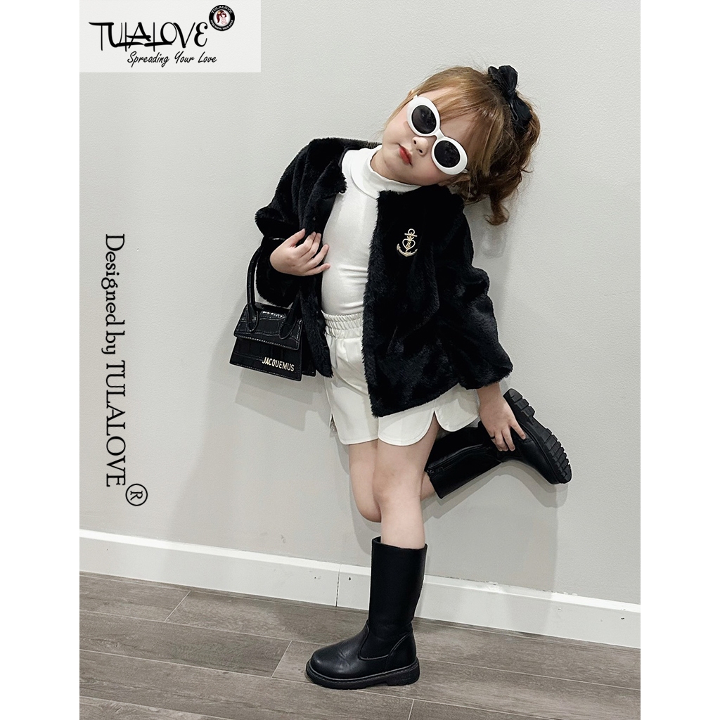 Áo Khoác Bé Gái Vải Lông Thỏ Siêu Mềm Mịn Cực Sang Tulalove, Áo Khoác Bé Gái