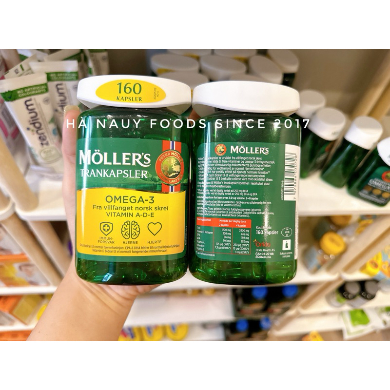Dầu Cá Omega-3 DHA MOLLERS TRANKAPSLER Nauy Hộp 160 viên - Dầu Cá Nauy