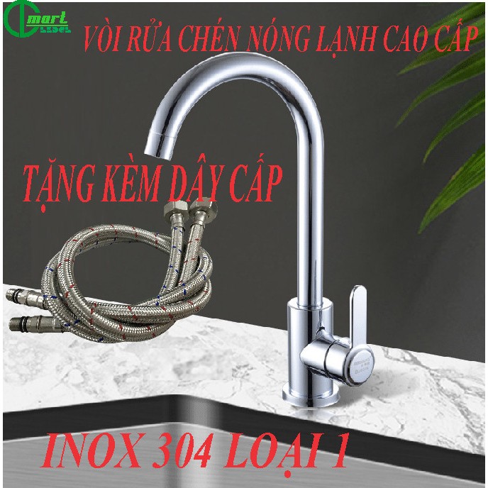 Vòi Rửa Chén Nóng Lạnh Inox 304 Cao Cấp - Vòi Rửa Chén Bát Inox 304