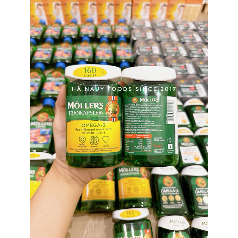 Dầu Cá Omega-3 DHA MOLLERS TRANKAPSLER Nauy Hộp 160 viên - Dầu Cá Nauy