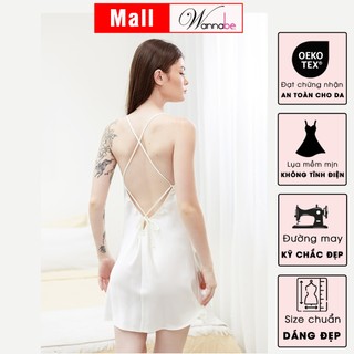 Đầm ngủ WANNABE DNS24 váy ngủ cut-out lưng đan dây chéo thắt nơ điệu đà khoe lưng eo mông quyến rũ