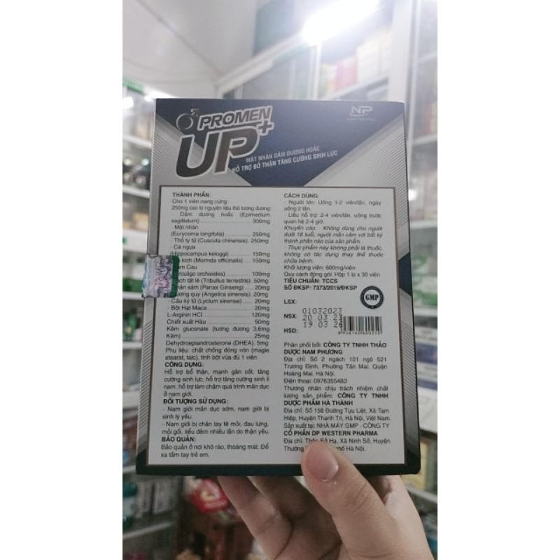 Viên uống bổ thận  Promen Up Plus / Hộp 30 viên bổ thận tăng cường chức năng , đau lưng mỏi gối tiểu đêm thận suy yếu