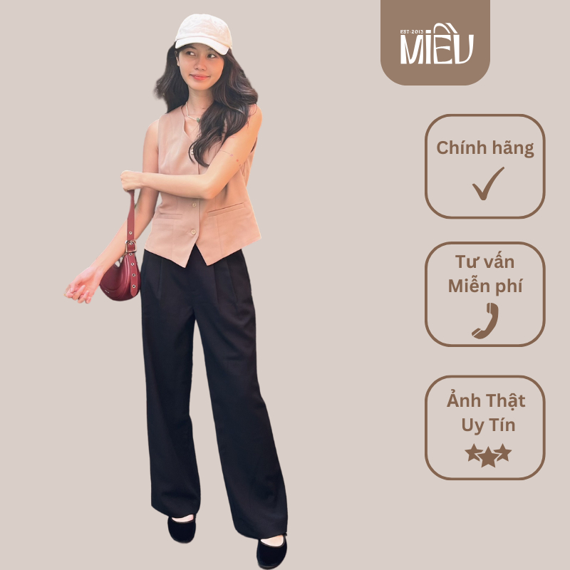 Quần tây nữ dài lưng phối màu Skye Miều Est.2013