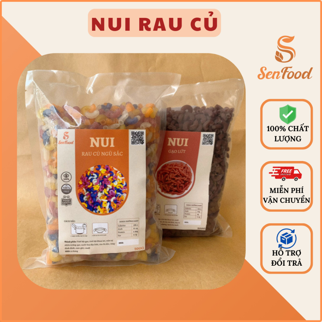 Nui Gạo Lứt / Rau Củ SEN FOOD, giảm cân,ăn dặm thực dưỡng eat clean cho người tiểu đường, gym, mẹ bầu, (500g/300g)