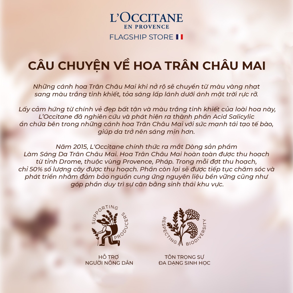 Kem Chống Nắng L'Occitane Trân Châu Mai SPF50 Giúp Làm Trắng 30ml