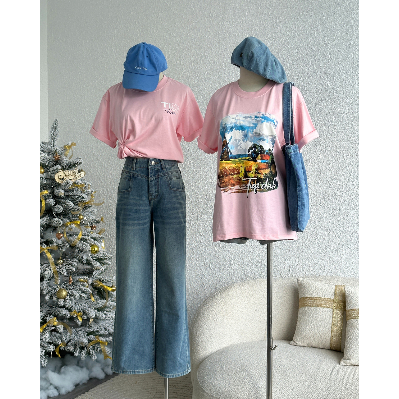 Áo thun TiQi form rộng chữ kí nam nữ A53