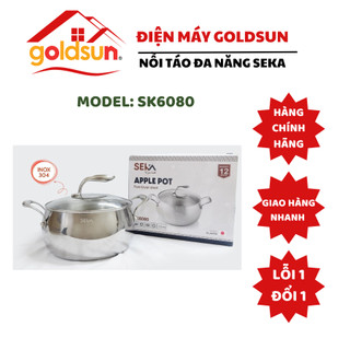 Nồi táo inox 5 đáy từ SEKA SK6080 nắp kính cao cấp dùng được cho mọi loại bếp