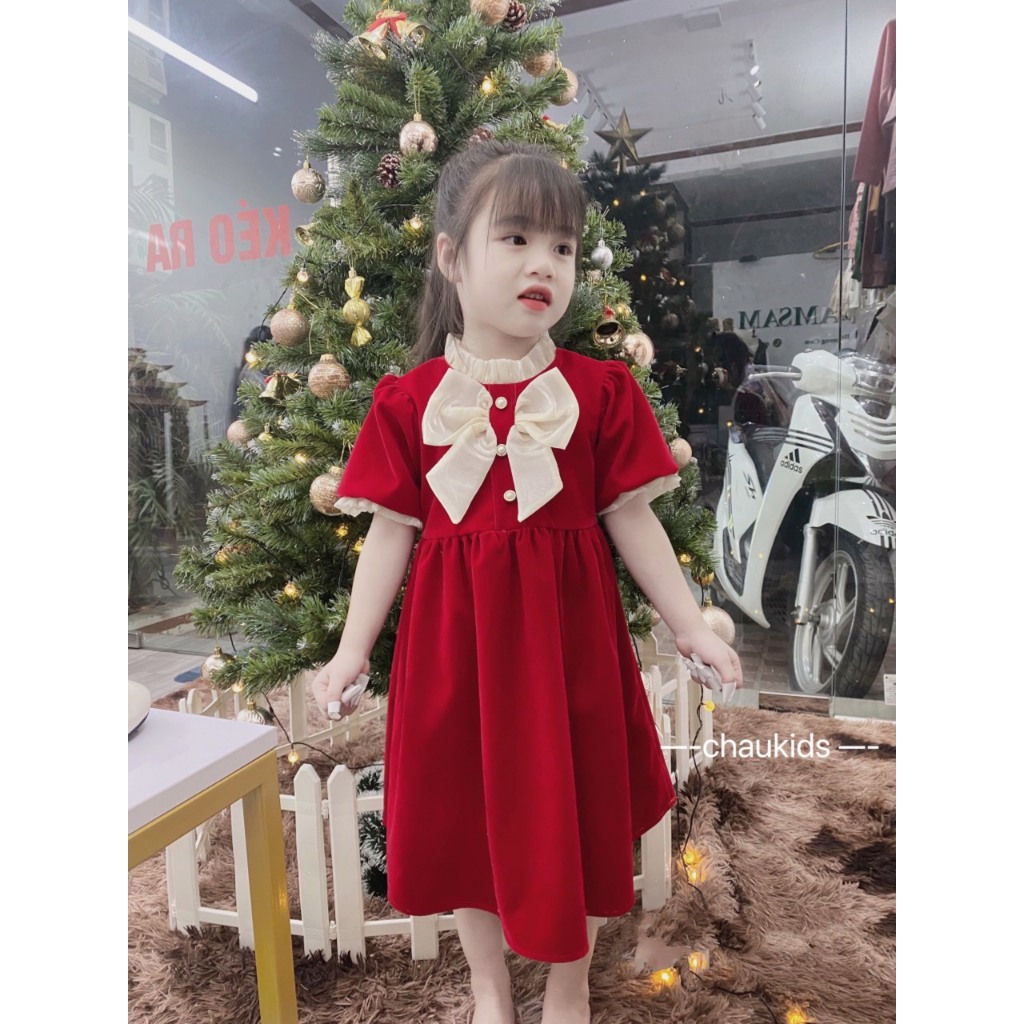 Váy bé gái công chúa - Váy đầm công chúa bé gái đính nơ ngực dễ thương từ 1 tuổi đến 5 tuổi