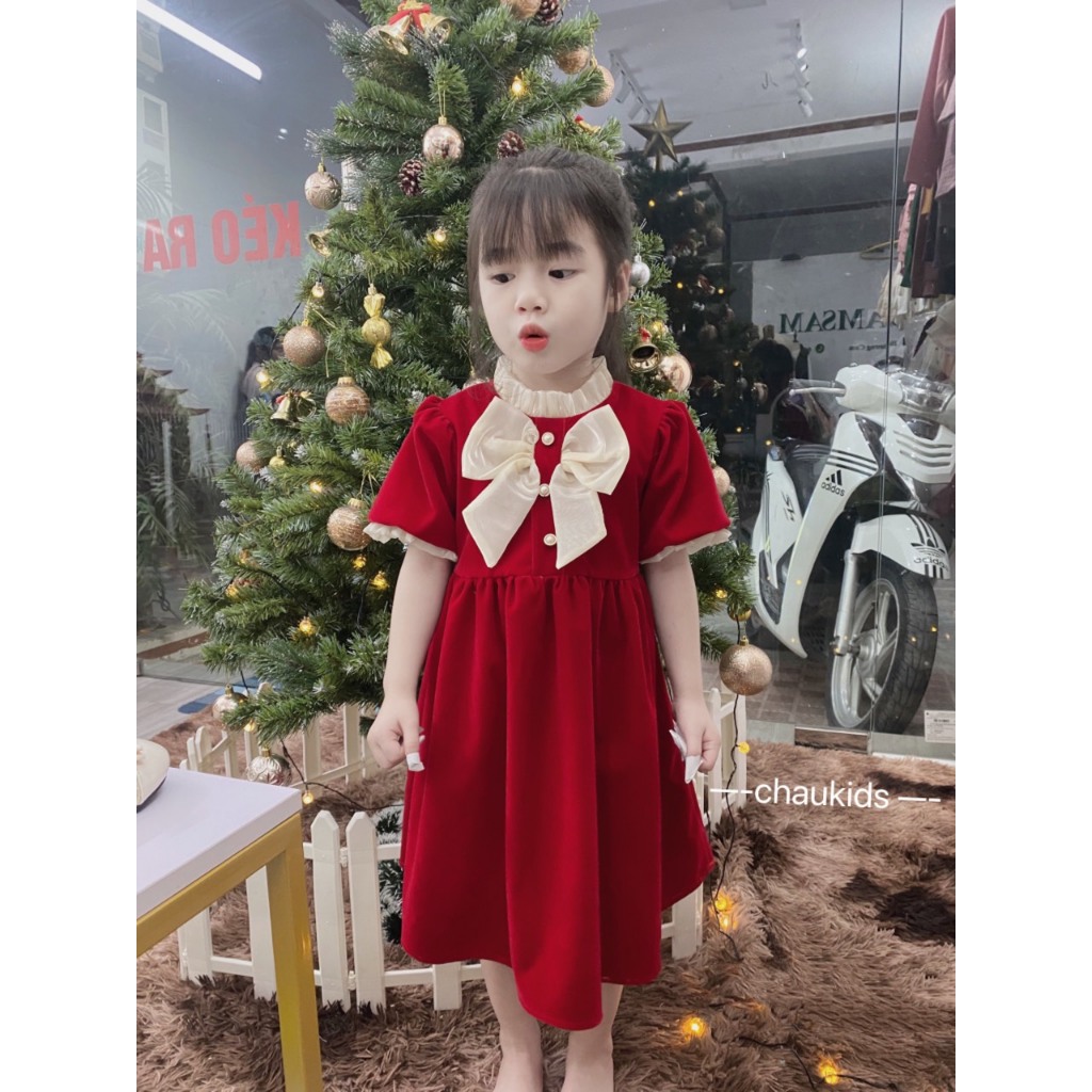 Váy bé gái công chúa - Váy đầm công chúa bé gái đính nơ ngực dễ thương từ 1 tuổi đến 5 tuổi