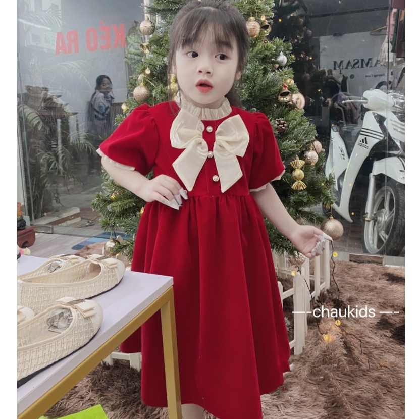 Váy bé gái công chúa - Váy đầm công chúa bé gái đính nơ ngực dễ thương từ 1 tuổi đến 5 tuổi