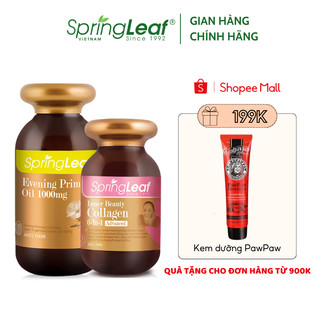Combo Tinh dầu hoa anh thảo Spring Leaf Evening Primrose Oil 1000mg và Collagen 6 In 1 Spring Leaf Inner Beauty 90 viên