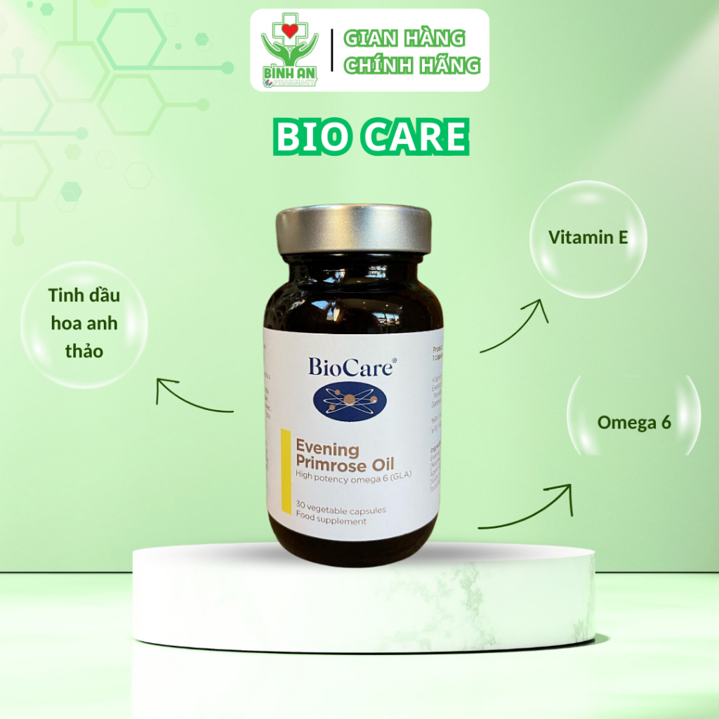 Tinh dầu hoa anh thảo BioCare Evening Primrose Oil 30v (Hộp)