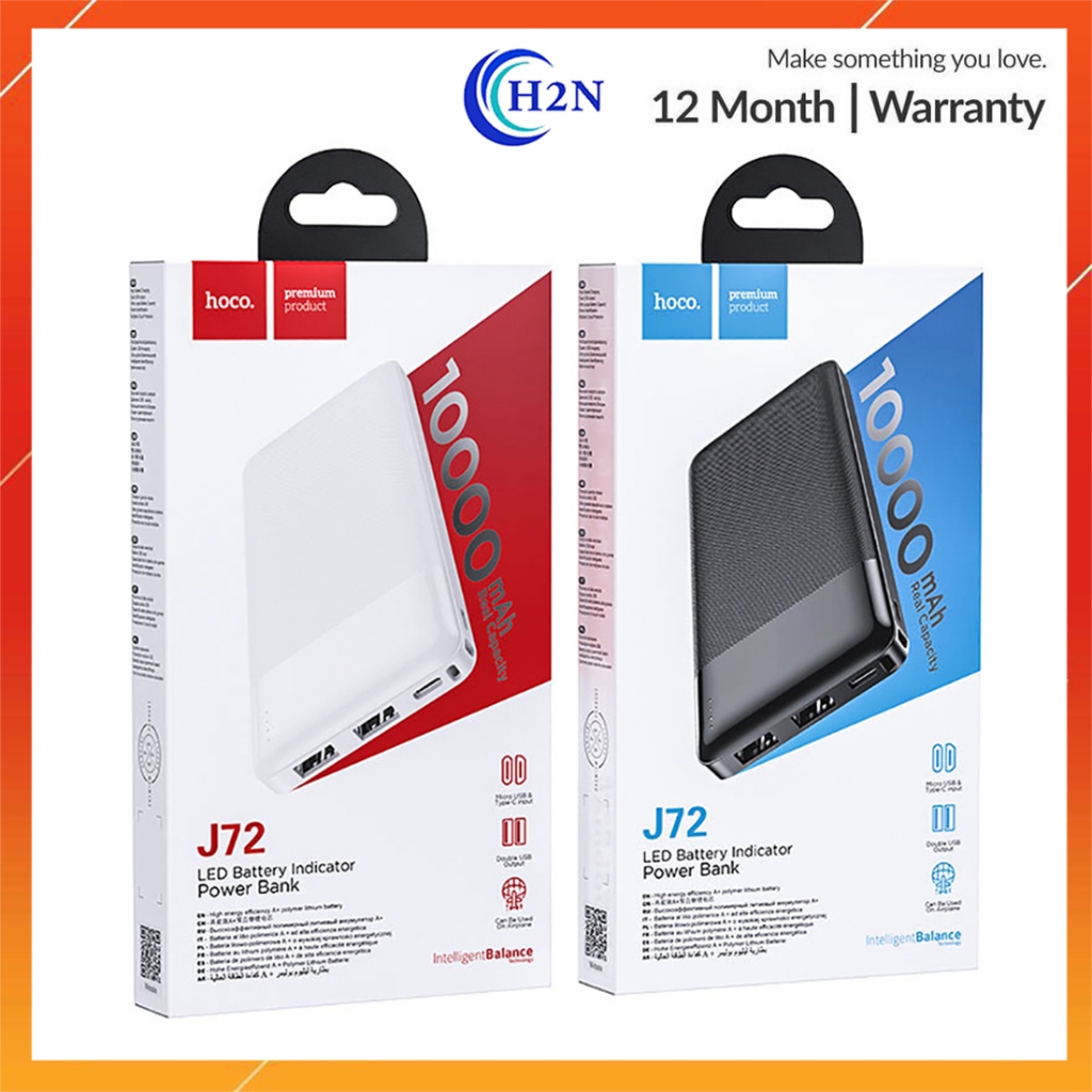 ⚡MỚI⚡Pin Sạc Dự Phòng 20000mAh, 10000mAh HOCO J72A/J72, 2A Sạc Nhanh Đồng Thời Nhiều Thiết Bị Cùng L