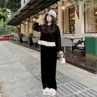  Set nhung mix tơ đính đá cao cấp 40 - 120kg. Bộ bigsize nữ chất mịn đẹp 