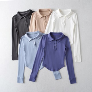 Áo polo vạt bầu phối tay bo peonyb nữ - Sweater có cổ thun tăm dáng ôm body bánh bèo tiểu thư hotgirl kiểu dáng hàn quốc