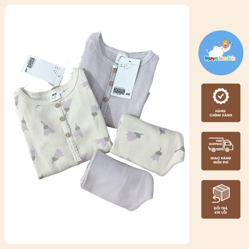 Set 2 Bộ Mặc Nhà Cho Bé Màu Pastel Bánh Bèo, Bộ Thun Tăm Hoa Nhí Đáng Yêu Cho Bé Gái