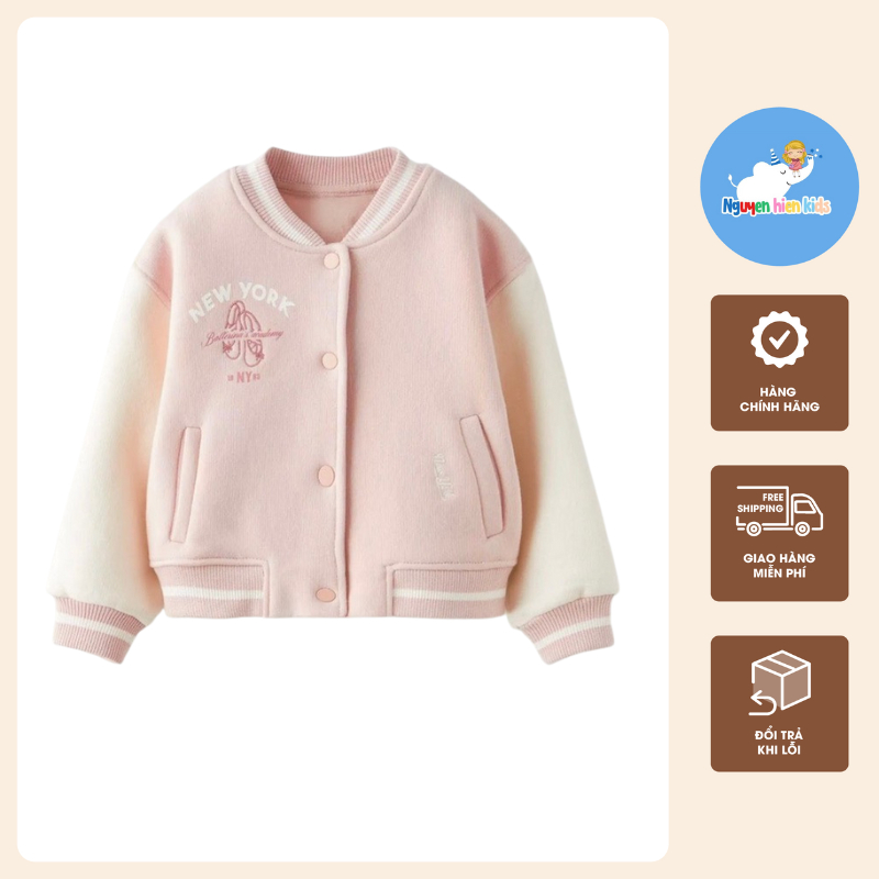 Áo Khoác Bomber Thu Đông Mỏng Nhẹ, Áo Khoác Nỉ From Rộng Bé Gái Thời Trang