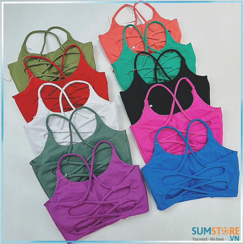 Áo Bra Thể Thao Dây Lưng Mảnh Màu Bích - Áo Bra Cho Gym, Yoga, Zumba
