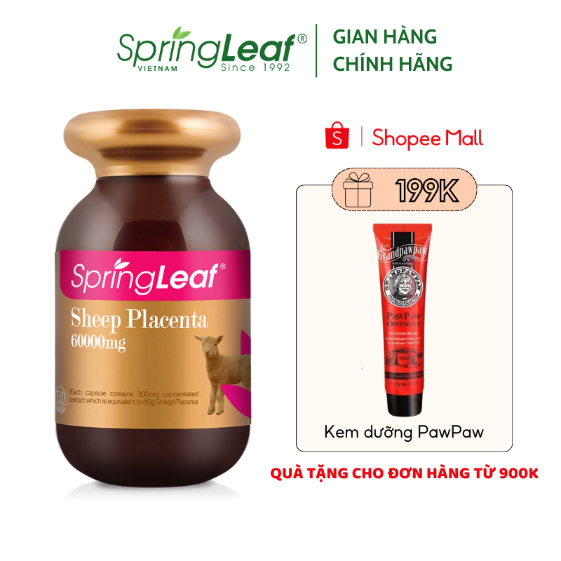 Nhau thai cừu Spring Leaf Sheep Placenta 60000mg lọ 120 viên làm đẹp làn da từ bên trong