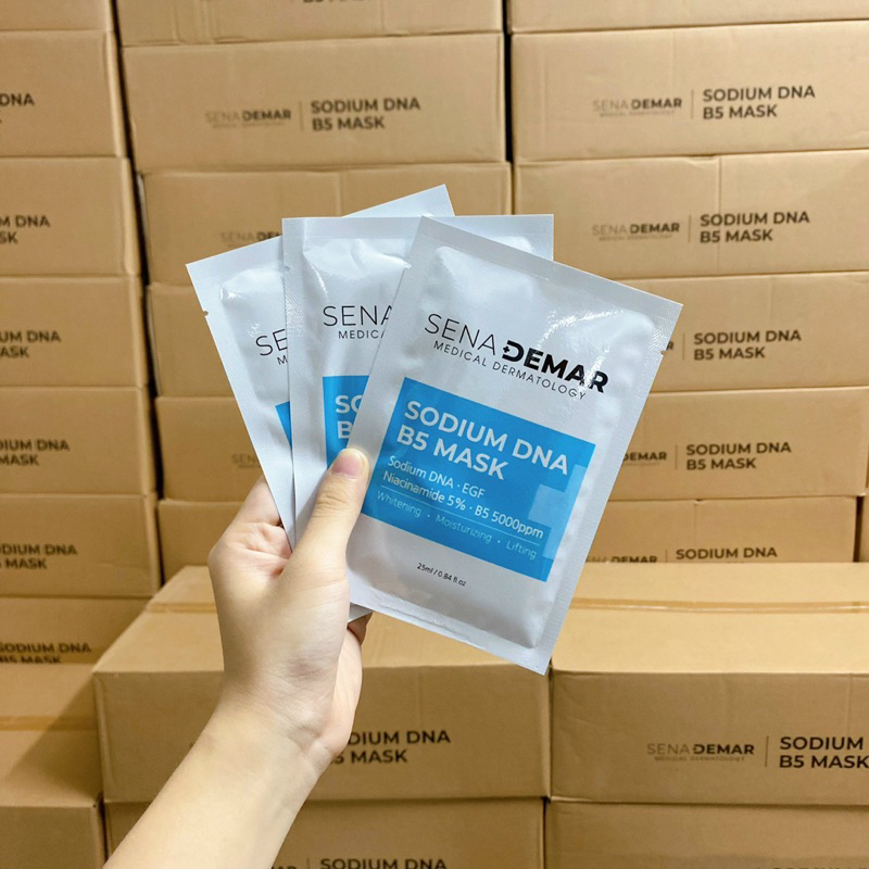 Mặt nạ SenaDemar sodium DNA B5 mask hạn 2026 cấp ẩm phục hồi dưỡng trắng