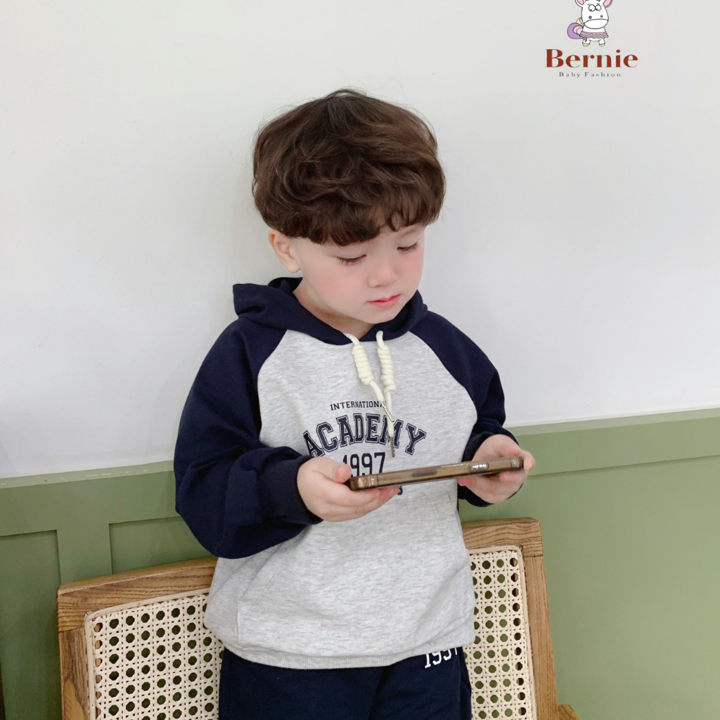 Set bộ dài mũ hoodie bé trai da cá CADEMY năng động cho bé 9 đến 25kg đi học đi chơi nhiều màu BERNIE kids