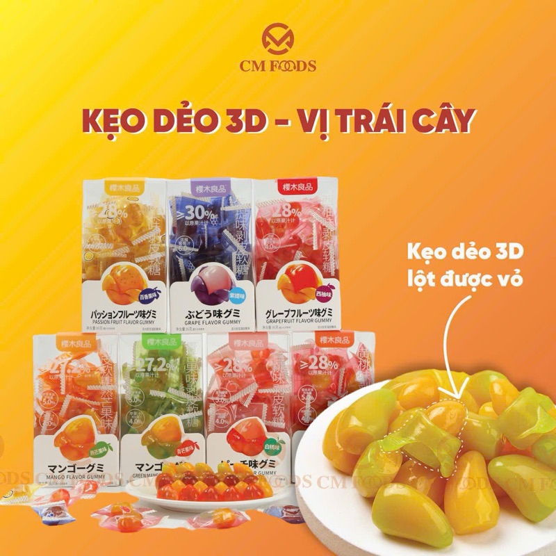 Kẹo dẻo Trái Cây 3D - Kẹo lột vỏ - Fruit Flavor Gummy CM Food