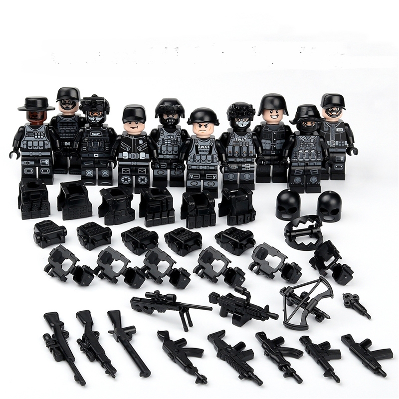 Đồ chơi lắp ráp Mini figure lính cảnh sát, bộ đồi đặc công KAVY gồm 10 chiếc như hình