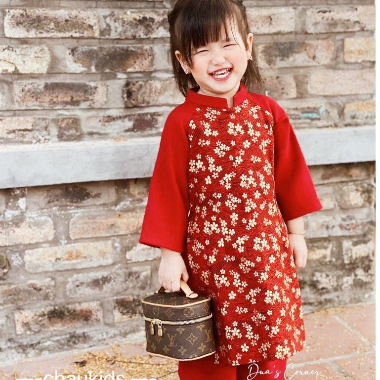 8-28KG Áo dài hoa cho bé gái mặc lễ tết