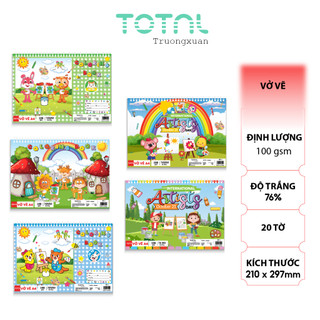 Vở vẽ Total A4 lò xo, giấy chống loá màu tự nhiên bám màu tốt.Mã:DN01