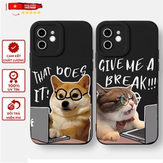 Ốp lưng viền vuông iphone 6/ 7/ 8/ X/ XSMAX/ 11/ 12/ 13/ 14/ 15/ 16 PRO/ MAX/ PLUS CẶP ĐÔI CHO MÈO LÀM VIỆC