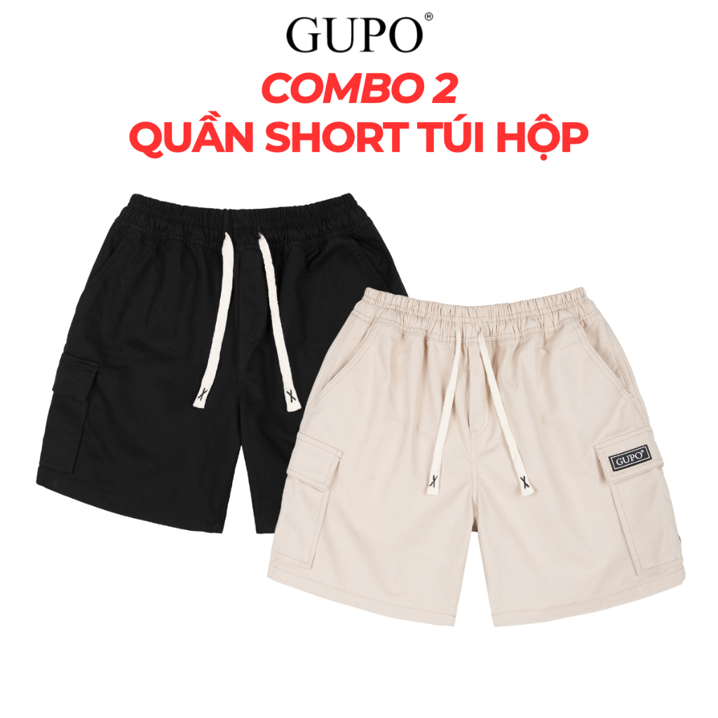 Combo 2 Quần Short Túi Hộp Kaki Cargo GUPO Unisex
