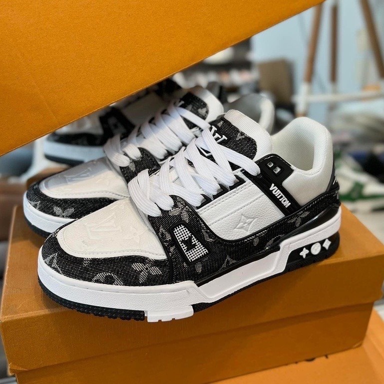 Giày LV nam nữ,Louis Vuitton Trainer Black White, Giày LV Louis Vuitton HÀNG CAO CẤP