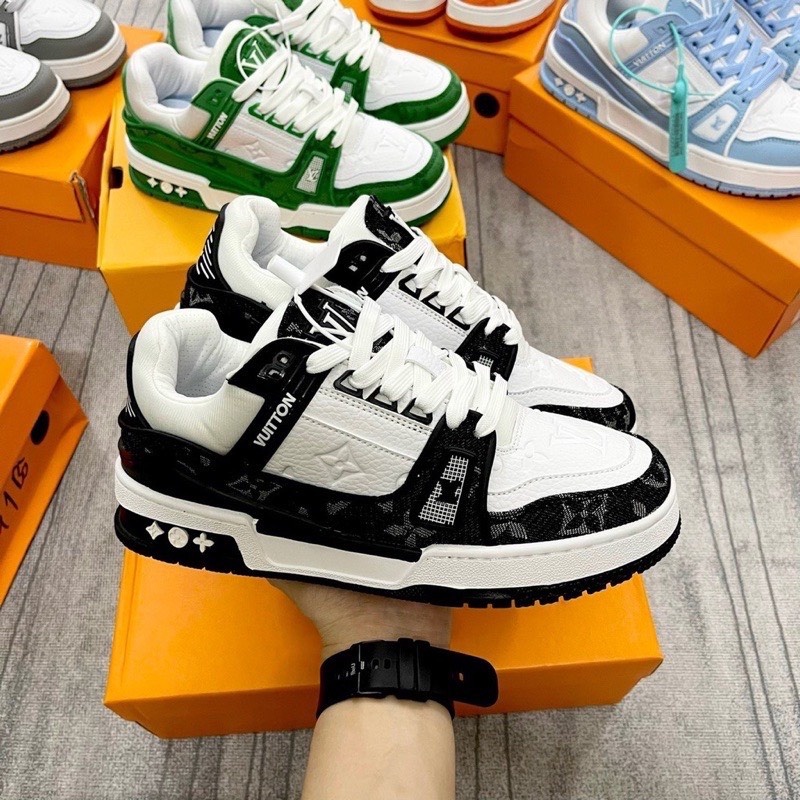 Giày LV nam nữ,Louis Vuitton Trainer Black White, Giày LV Louis Vuitton HÀNG CAO CẤP