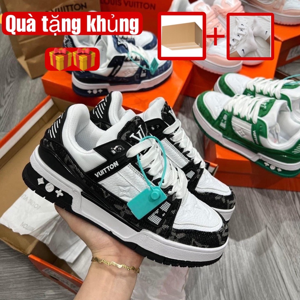 Giày LV nam nữ,Louis Vuitton Trainer Black White, Giày LV Louis Vuitton HÀNG CAO CẤP