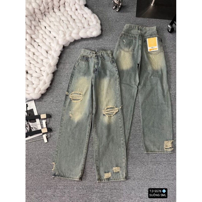 Quần suông rách kiểu