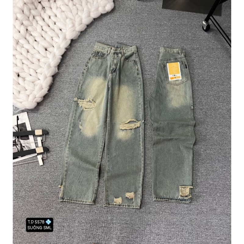 Quần suông rách kiểu