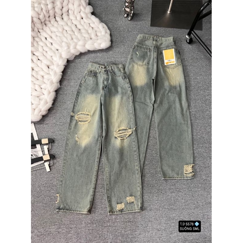 Quần suông rách kiểu