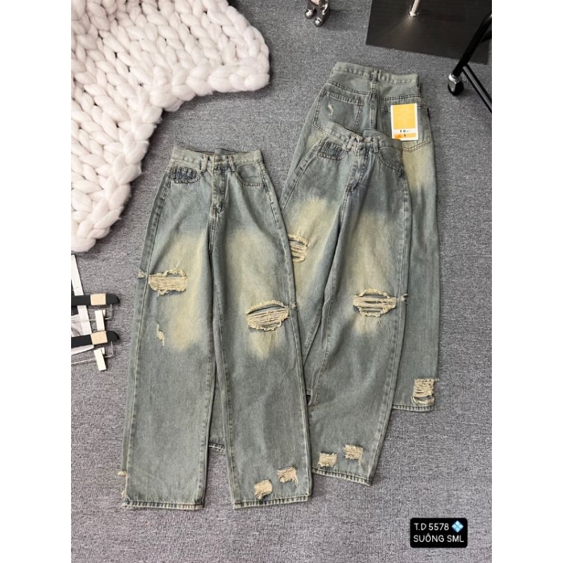 Quần suông rách kiểu