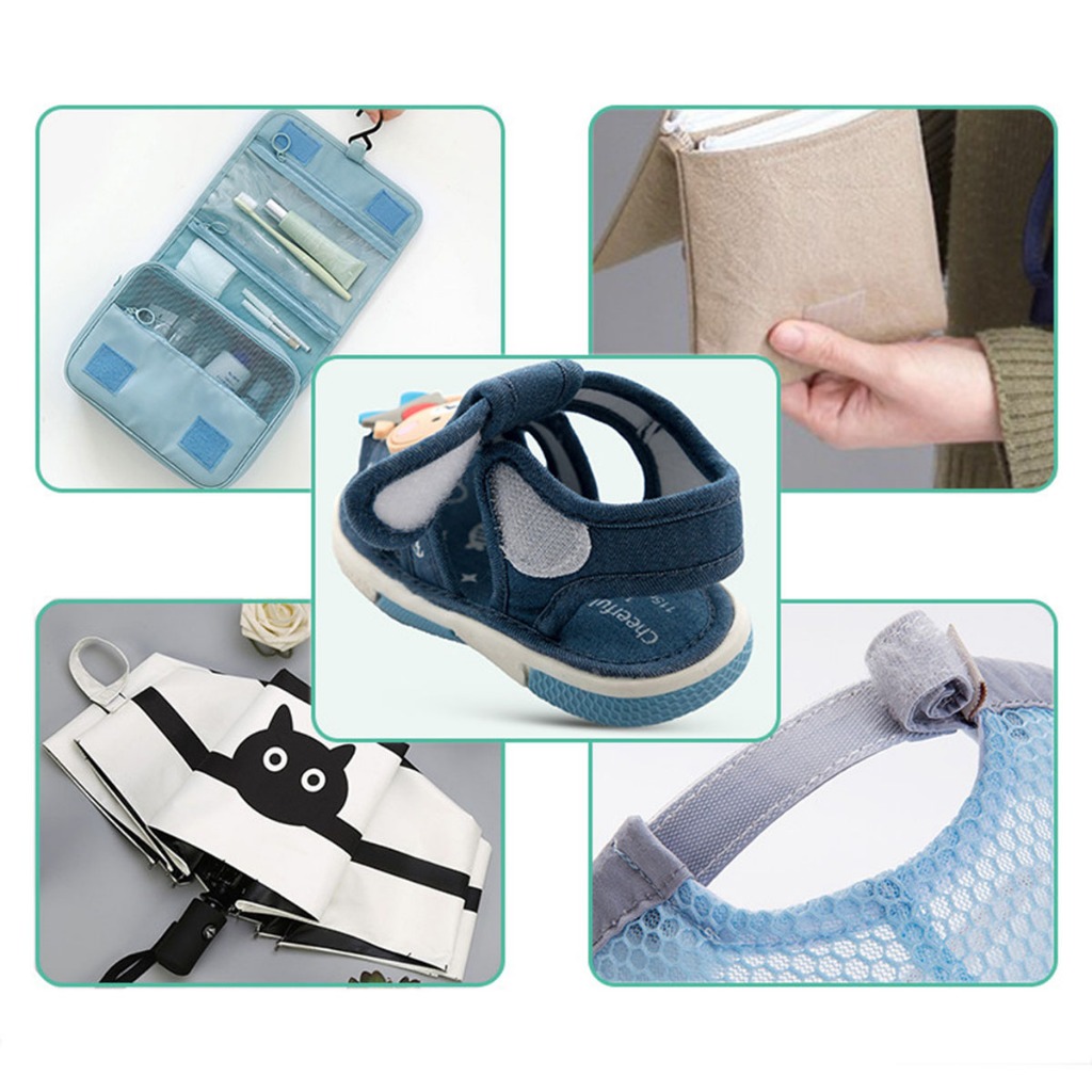 Dây quấn Băng gai Velcro có keo 3M, Băng gai tròn dính khóa nhám gai, miếng dán vải 2 mặt dán giày, túi xách, quần áo