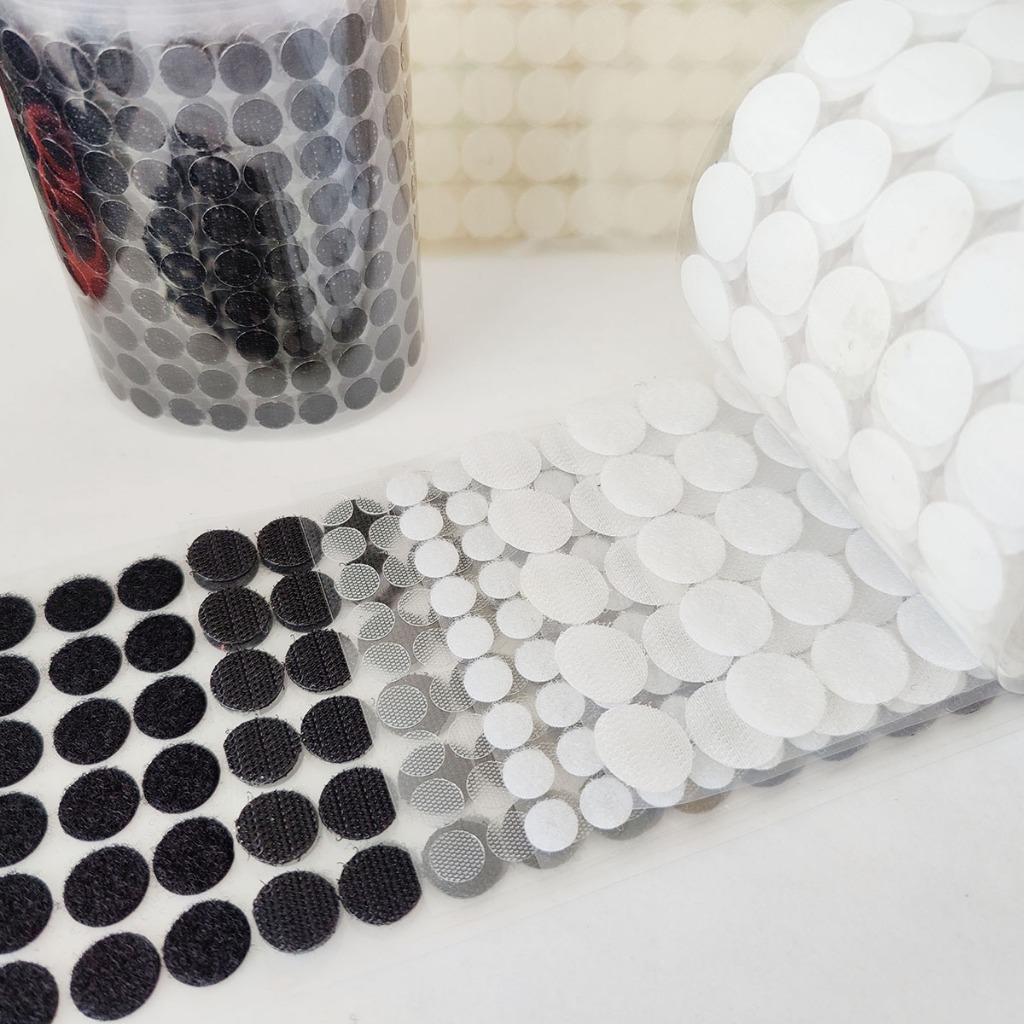 Dây quấn Băng gai Velcro có keo 3M, Băng gai tròn dính khóa nhám gai, miếng dán vải 2 mặt dán giày, túi xách, quần áo