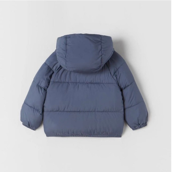 Áo phao bé trai bé gái xanh than mũ chun