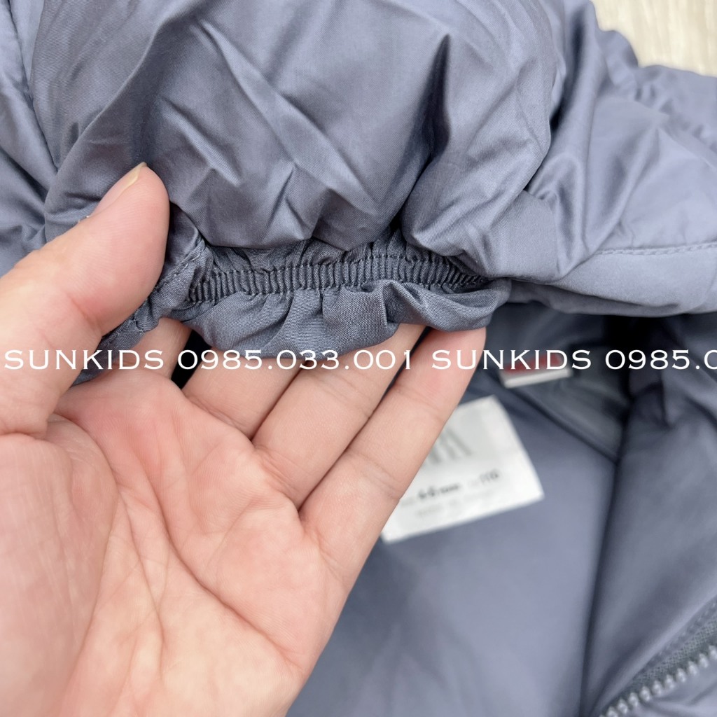 Áo phao bé trai bé gái xanh than mũ chun