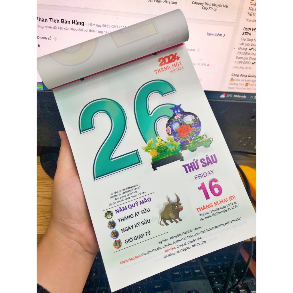 Lịch Bloc đại màng co Tuấn Việt năm 2024 - Giáp Thìn, Kích thước: 14.5x20 cm