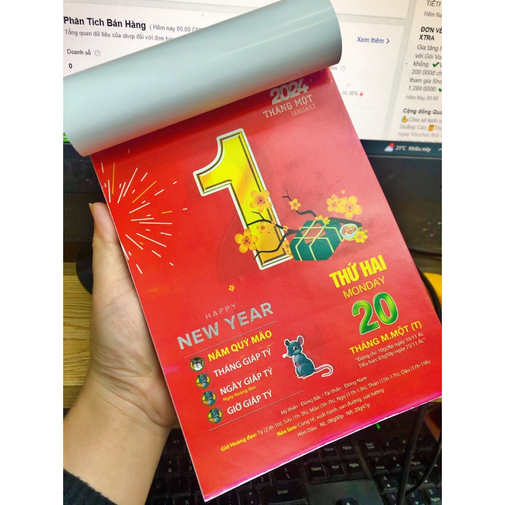 Lịch Bloc đại màng co Tuấn Việt năm 2024 - Giáp Thìn, Kích thước: 14.5x20 cm