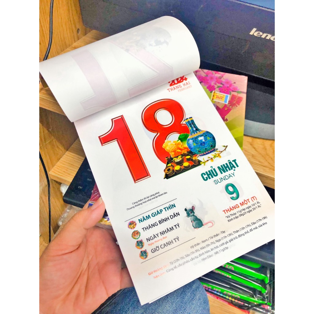 Lịch Bloc đại màng co Tuấn Việt năm 2024 - Giáp Thìn, Kích thước: 14.5x20 cm