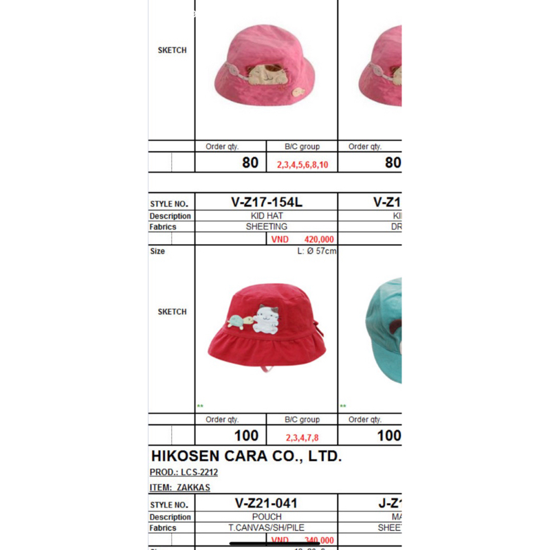Nón cho bé gái Hikosen Cara
