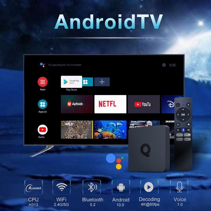 Tivi Box - Android Box - Ram 2G - Android TV - Chứng Chỉ Google Asistant - Tìm Kiếm Bằng Giọng nói - Netflix