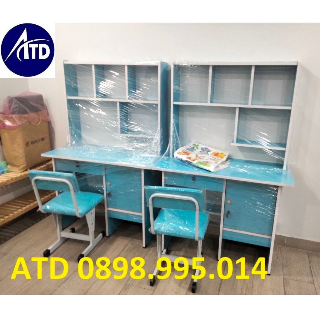 Bàn học sinh gỗ ép okal cao cấp giá rẻ tại xưởng, tặng kèm hình dán ngộ nghĩnh cho bé