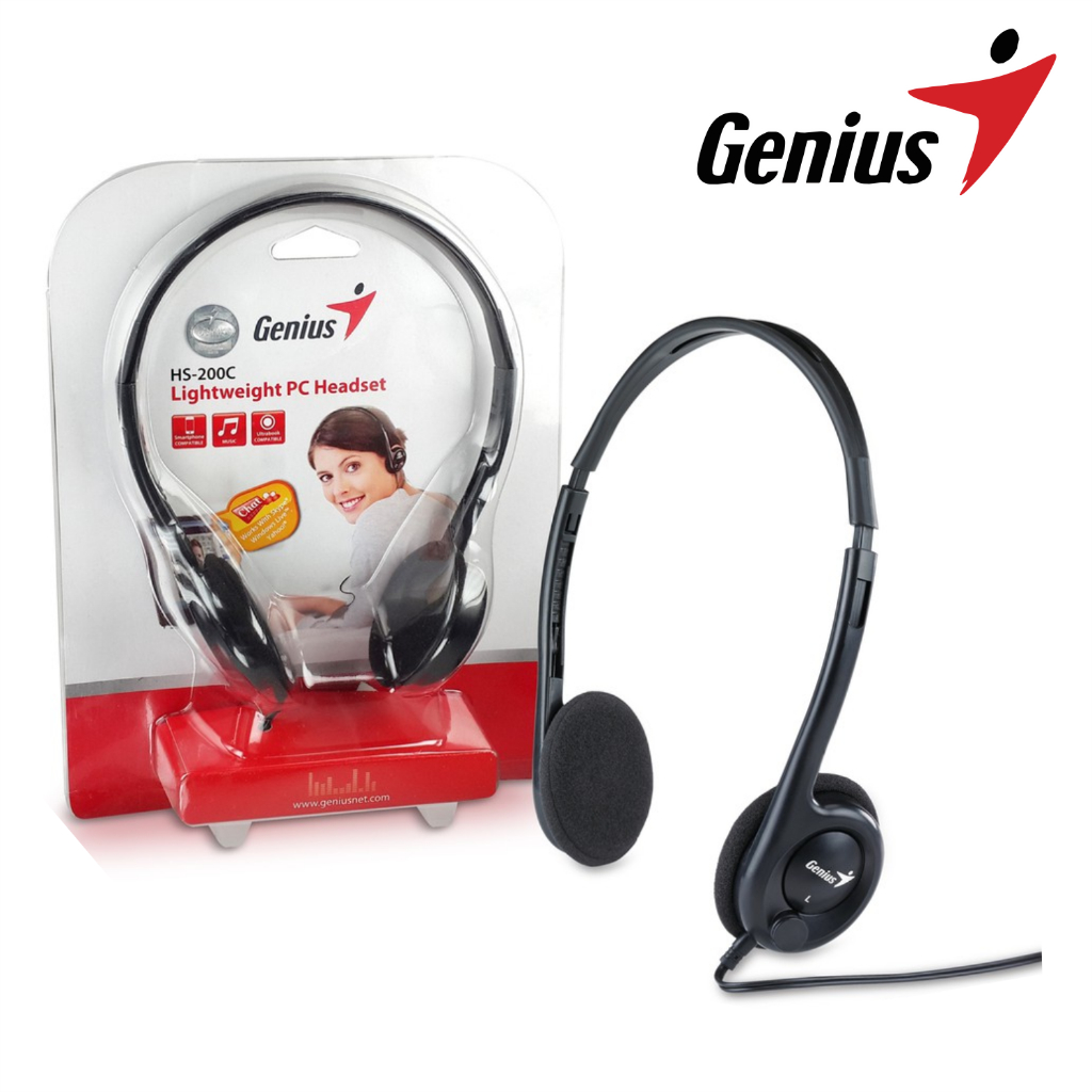 Tai Nghe Có Mic 2 Jack Cắm 3.5mm Genius HS-200C Thích Hợp Làm Tổng Đài, Chăm Sóc Khách Hàng - Hàng Chính Hãng